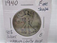 1940 Silver Walking Liberty Half Dollar 90% Silver