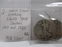 2- Silver Walking Liberty Half Dollar 90% Silver