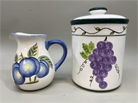 Old World Style Pottery: Pitcher & Cookie Jat