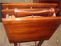 Three (3) Wooden TV Trays with Stand