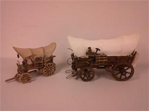 two wooden Conestoga wagons
