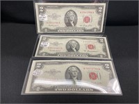1953, 1953A & C $2 Red Seal Notes