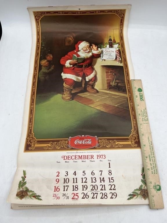 Vintage advertising Coca-Cola calendar, 1974