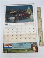 Vintage advertising Exxon gas station calendar,