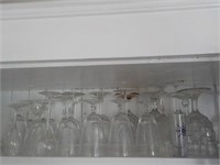 shelf of stemware -sunroom KITCHEN