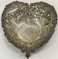 Sterling Silver Heart Shaped Footed Bowl