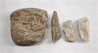 4pc 3" Fossil Stone ++