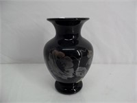 Fenton Glass Vase - Silver on Ebony