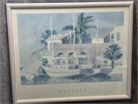 “Buffett” Sailboats at the Dock Framed in Coral