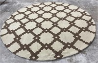 Round Hooked Style Area Rug Brown and Tan 7’ 9”