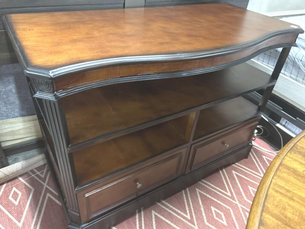 Dark Wood Shelf with 2-Drawers