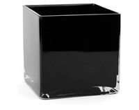 CYS EXCEL Black Glass Cube Vase 6"x6"x6" | Square