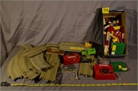 79: Tyco Construction slot car track, legos