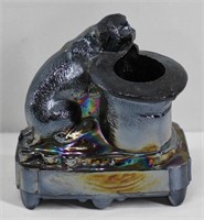 Carnival Glass Dog & Top Hat Toothpick Holder