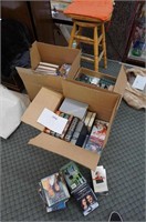 3-boxes of hardcover books incl. some DVD's & VHS