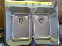 New double stainless steel sink 30 "W