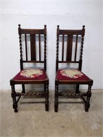 Barley Twist Dining Chairs w/ Needlepoint Seat