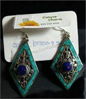 Custom Made Turquoise Blue Lapis Lazuli Earrings