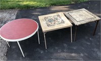 2 Vtg Folding Card Tables 1 Round Table