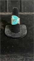 Size 9.5 sterling silver turquoise ring with wide