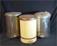 3 Small Metal Trash Cans