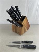 Chicago cutlery wood knife block with knives