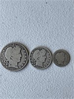 (3) Old U.S. Coins incl 1905 Barber Half-Dollar,
