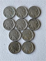 Lot of (10) Buffalo Nickels including 1936, 1