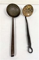 antique hand forged slotted ladles