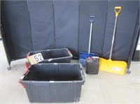 2 Mobile Composition Totes, 2 Snow Shovels, etc.