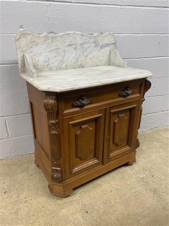 Antique Marble Top Ornate Wash Stand