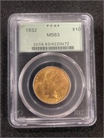 1932 $10 INDIAN HEAD GOLD COIN - MS63