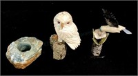 (2) Hand Carved Multi Stone Animal Figurines