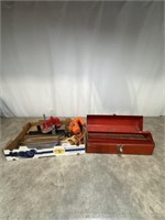 Assortment of Tools and Metal Tool Box