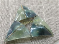 Victorian Green Celluloid Brooch, Triangular, 2.25