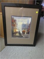 FRAMED G.HARVEY PRINT "STREET SCENE" 22.5"T X 18"W