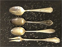 3 sterling silver tea spoons and pickle fork 1.94