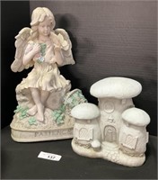 Mushroom and Fairy Angel Garden Statues.