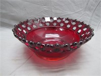 Vintage Red Westmoreland Handmade Glass Bowl