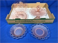 6 PC PINK DEPRESSION GLASS