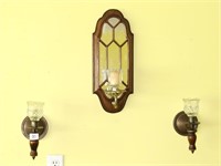 (3) Vintage Wall Sconces - 2 match - does have