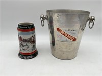 Ice bucket and 1991 Budweiser beer stein