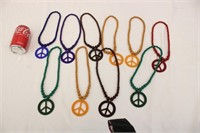 10 Peace Sign Beaded Necklaces