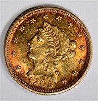 1905 $2 1/2 GOLD LIBERTY HEAD  CH BU+