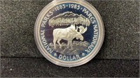 1985 Canadian Proof National Park Silver Dollar