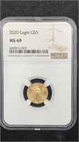 GOLD: 2020 $5 Gold American Eagle NGC MS69