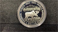 1985 Canadian Proof National Park Silver Dollar