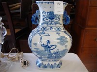 Large blue and white Oriental vase.