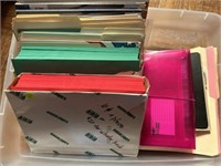 Colored paper and files.