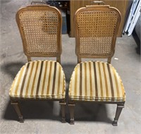 MCM Ethan Allen Cane Chairs Vertical Stripes